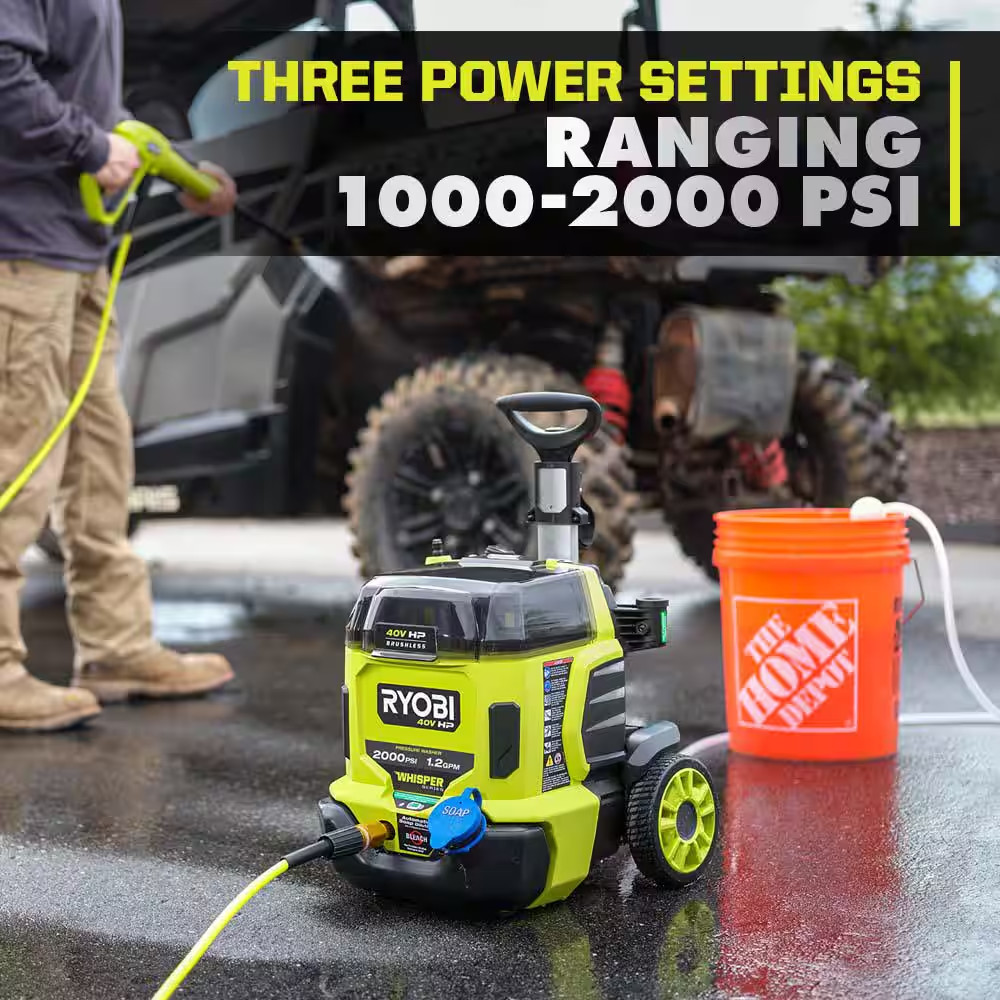 40V HP Brushless Whisper Series 2000 PSI 1.2 GPM Cold Water Electric Pressure Wa