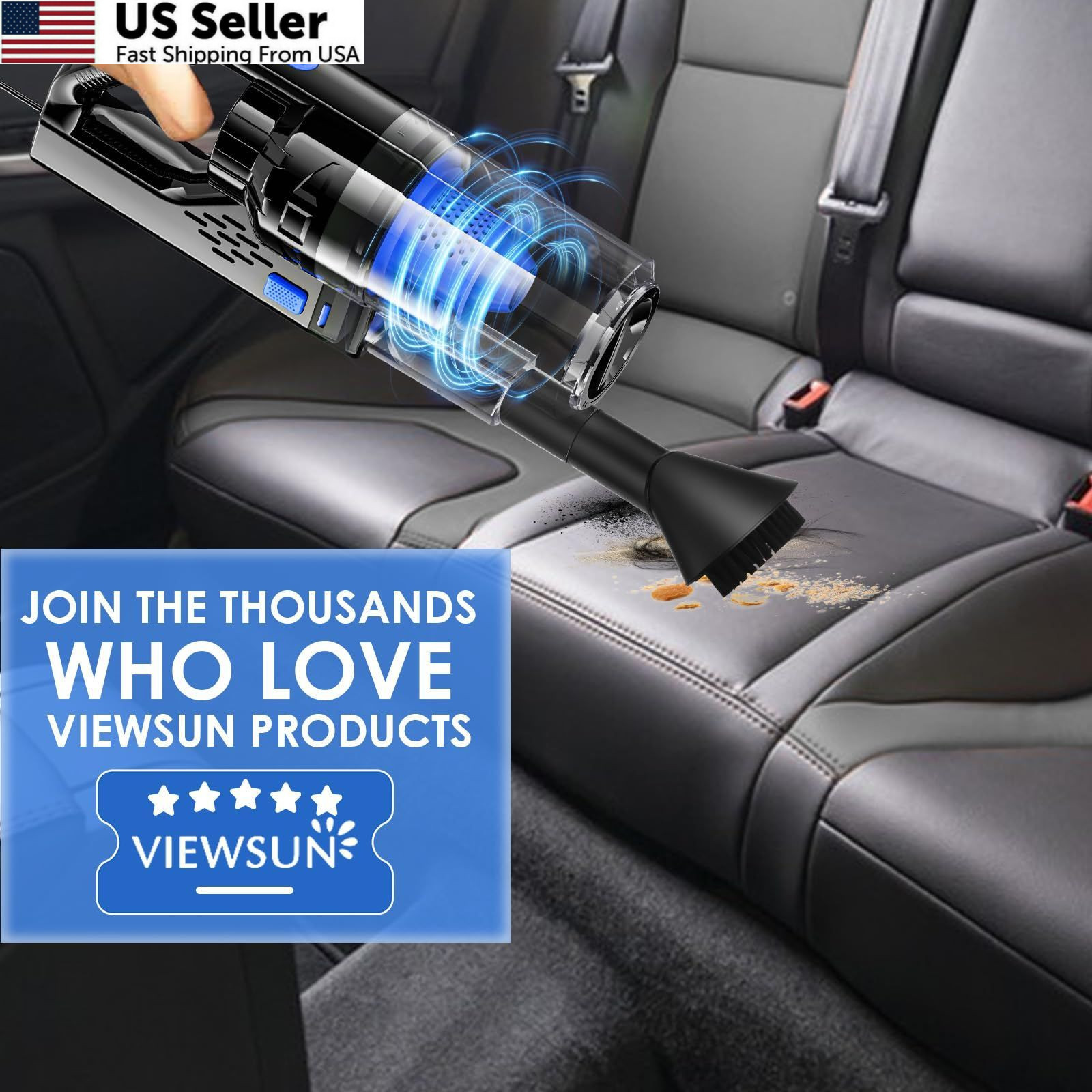 Viewsun Car Cleaning Kit, Interior 19 PCS with Corded vacuum, Blue