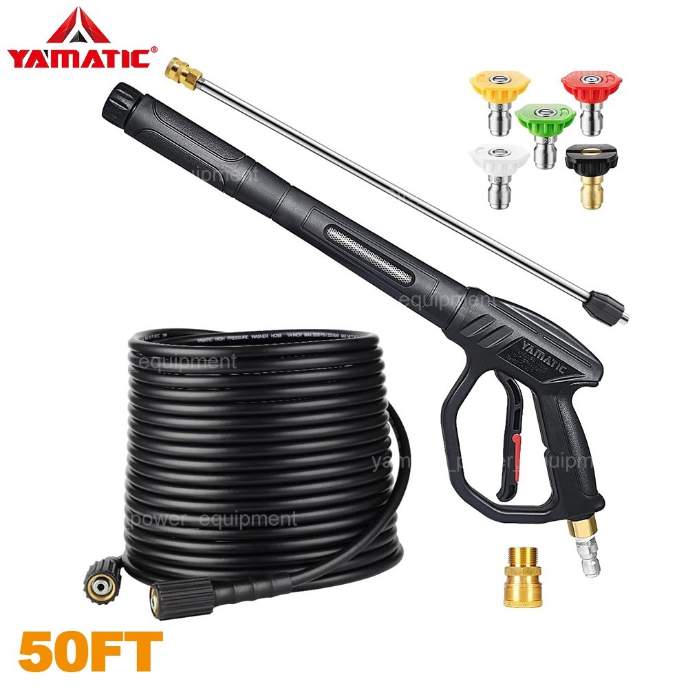 YAMATIC Pressure Washer Gun with Easy Pull Trigger, Power Washer Hose 50 FT