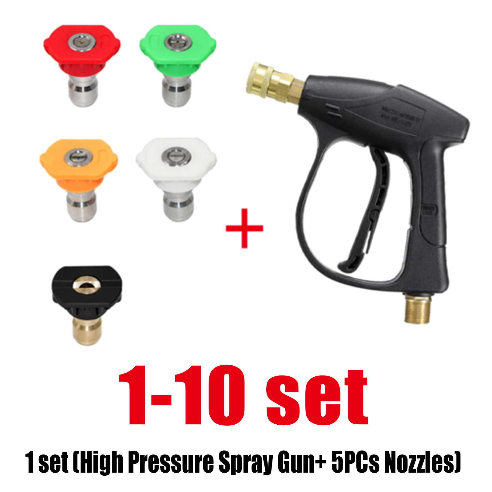1/4″ High Pressure Washer Gun 4000 PSI Car Wash Foam Spray Short Wand w/5 Nozzle