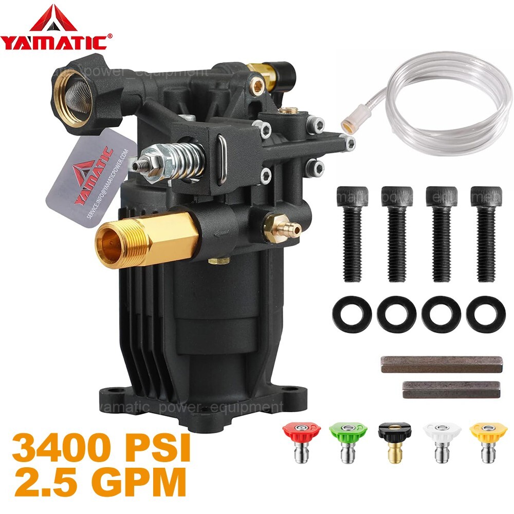 YAMATIC Pressure Washer Pump 3/4″ Shaft Horizontal 3400 PSI 2.5 GPM Replace Pump