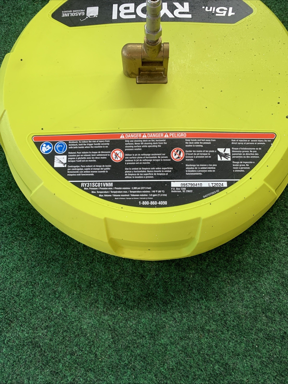 Ryobi RY31SC01 15 inch 3300 PSI Gasoline Surface Cleaner Free Shipping
