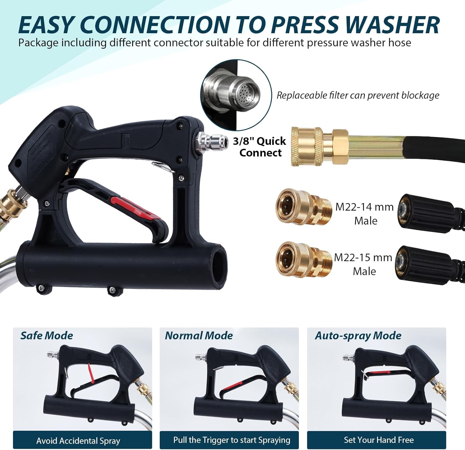 24″ Pressure Washer Surface Cleaner with Wheels & Handle Stainless Steel 4000PSI