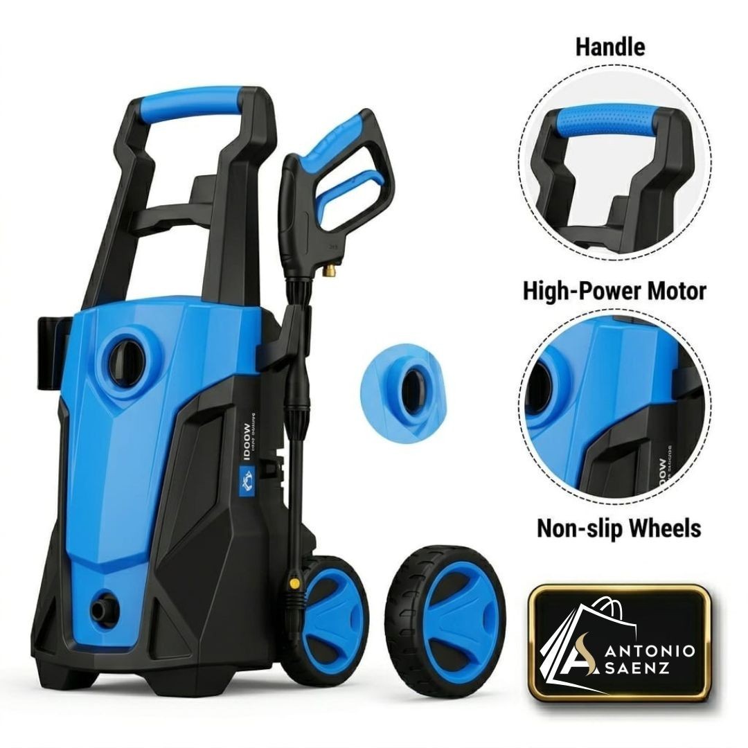 Alver 1500W Electric High Pressure Washer 1740PSI Car Cleaner W/Wheels Kit New.