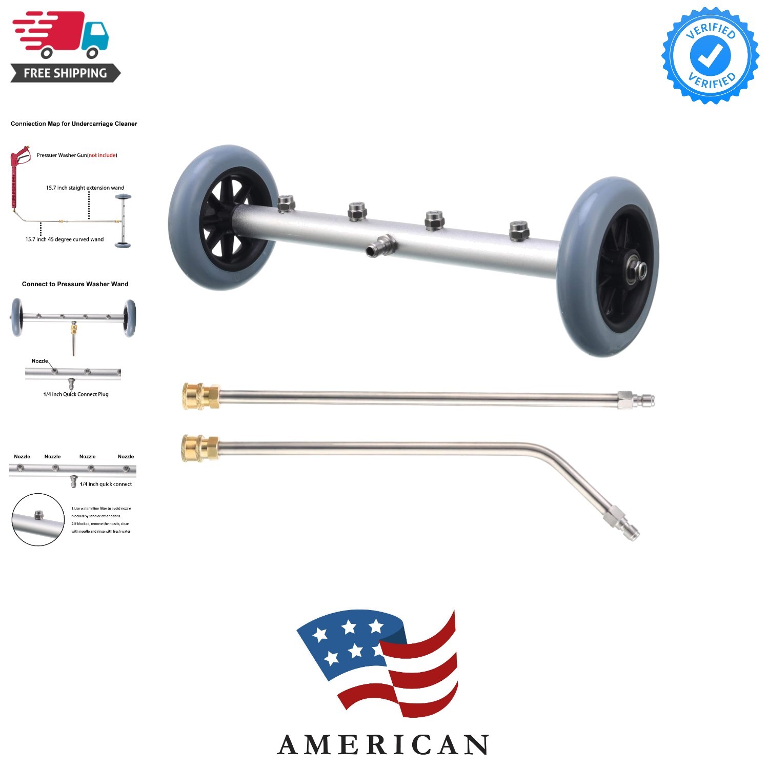 Pressure Washer Undercarriage Cleaner, 16 Inch Undercarriage Washer, Pressure…