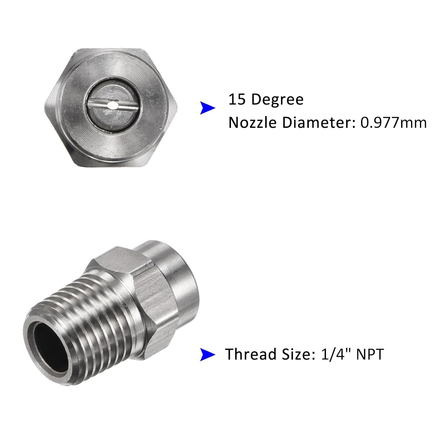 15 Degree 1/4″ NPT Male Thread Surface Cleaner Tips for Pressure Washer