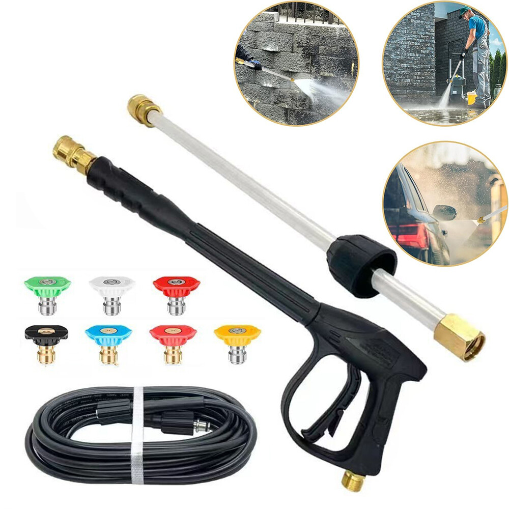 High Pressure 3000PSI Car Power Washer Gun Spray Wand Lance Nozzle + Hose Kit