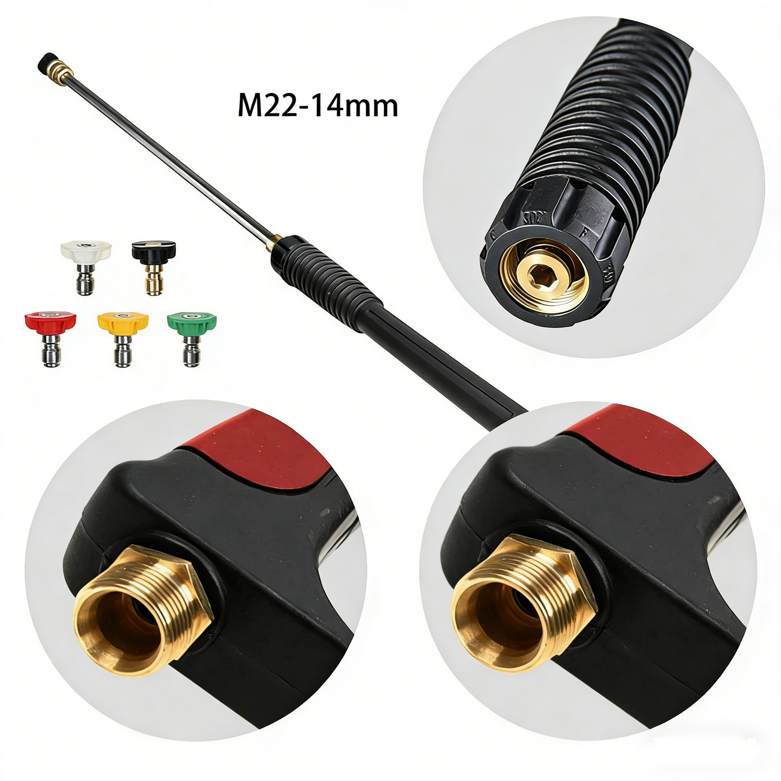 High Pressure 4000PSI Car Power Washer Gun Spray Wand Lance Nozzle and Hose Kit-