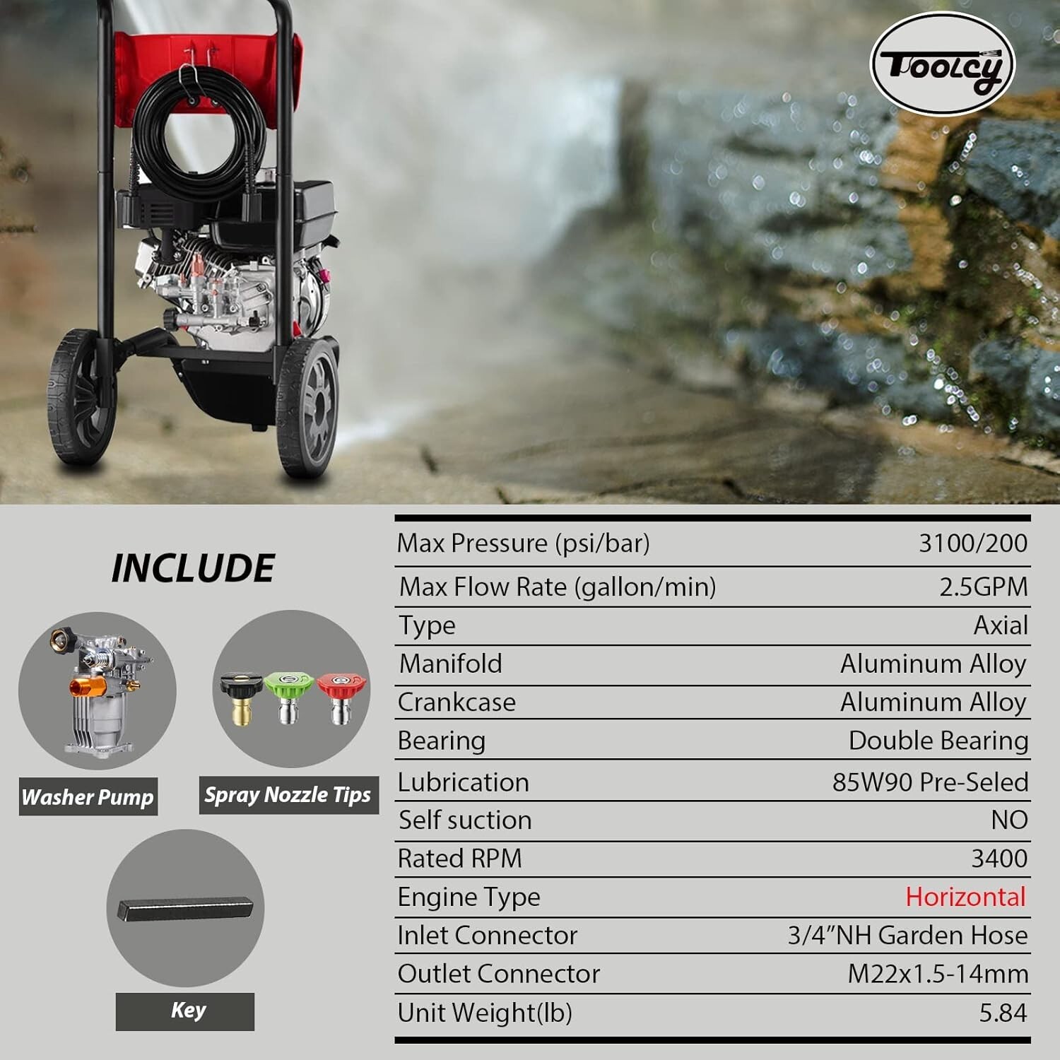 Lightweight 3/4″ Shaft Pressure Washer Pump for Easy Installation – 3100 PSI