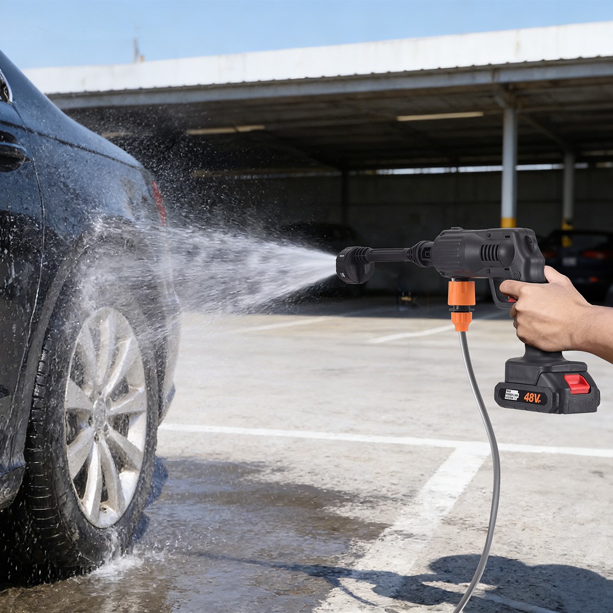 30 Bar Cordless Car Wash Gun 2 Lithium Batteries 6 in 1 Nozzle Foam Cannon Kit