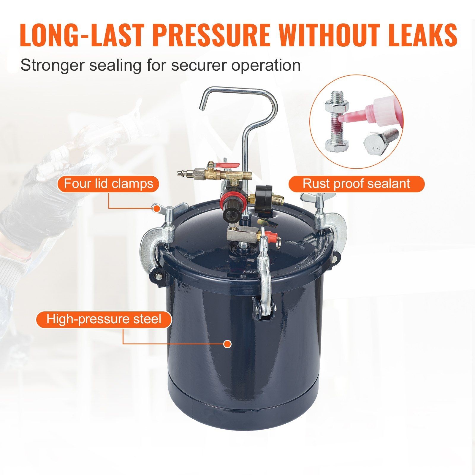 10L 60PSI Air Paint Pressure Pot with 1.5mm+4mm Nozzles and Two Guns