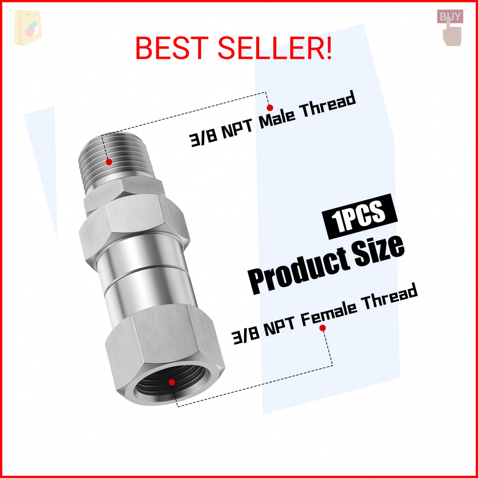SynHHergyx Pressure Washer Swivel, 3/8 Inch NPT Thread Pressure Washer Fittings,