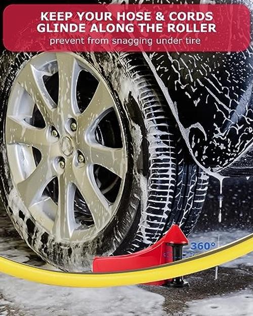 Car Hose Guide 4PCS, Hose Guide for Car Wash Detail, Tire Hose Roller Red