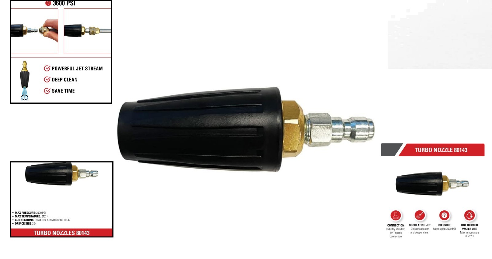 Heavy-Duty Turbo Nozzle, 3600 PSI, Quick Connect for Efficient Pressure Cleaning