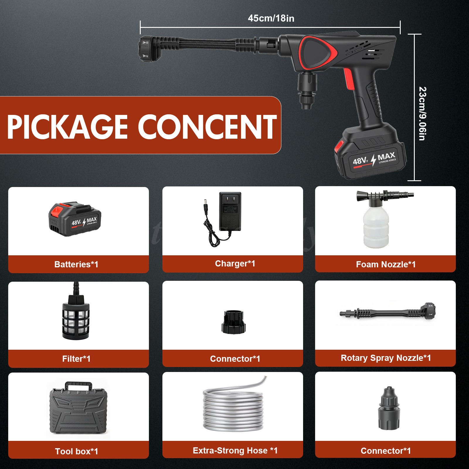 970PSI 4000mAH Cordless Pressure Washer Handheld Car Wash Gun 6-in-1 Nozzle
