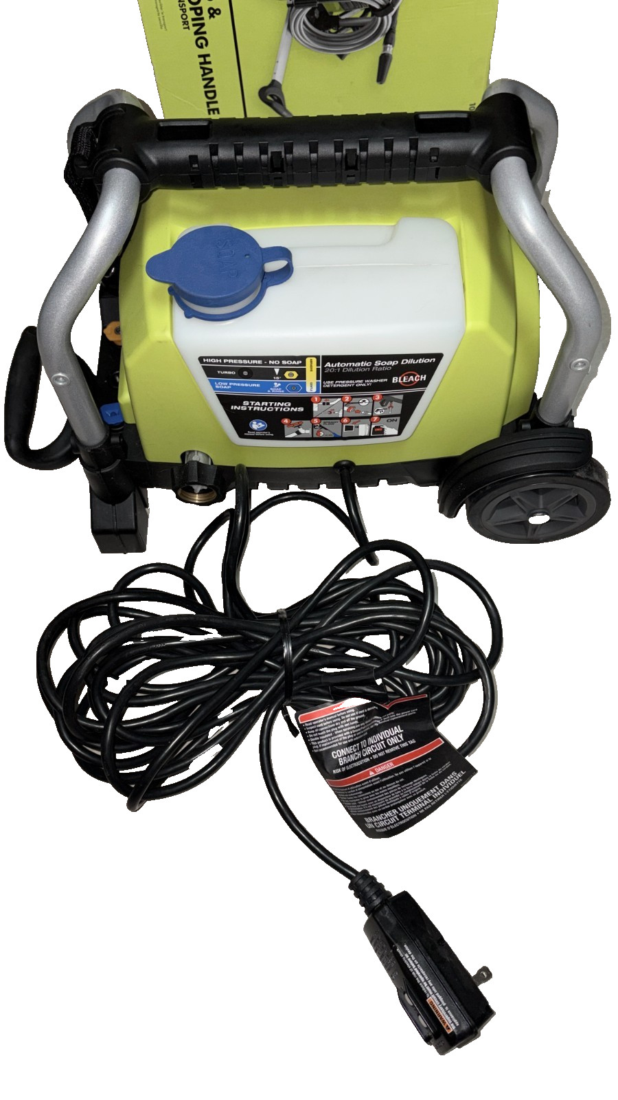 RYOBI RY1419MT 1900 PSI 1.2 GPM Electric Pressure Washer – No Hose or Wand