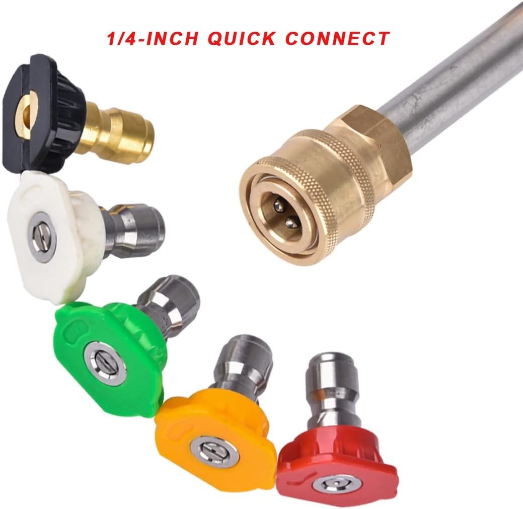 Pressure Washer Nozzle Tips Set with O-Rings and Quick Connect Coupler, 4000 PSI