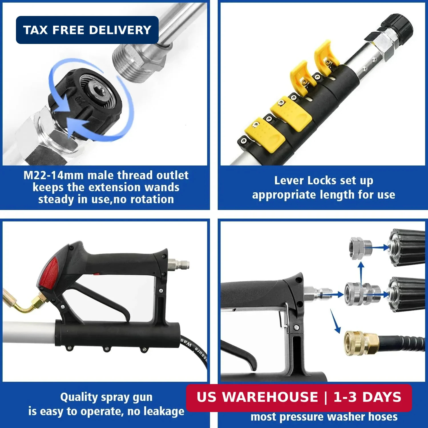 24FT Telescoping Pressure Washer Extension Wand with Brush Head,Power Washer Ext