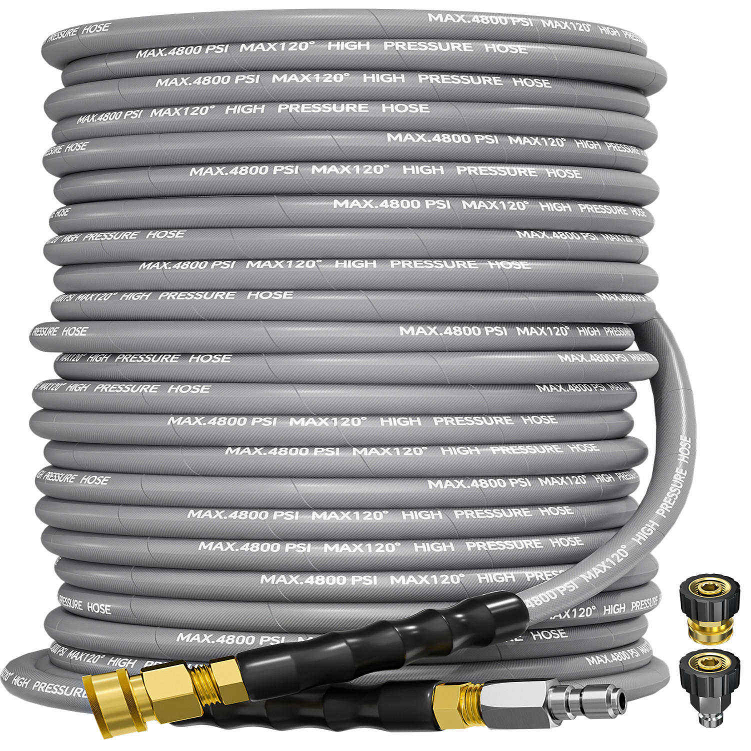 3/8″ 4800PSI Pressure Washer Hose 125FT with Swivel Quick Connect Max 248°F