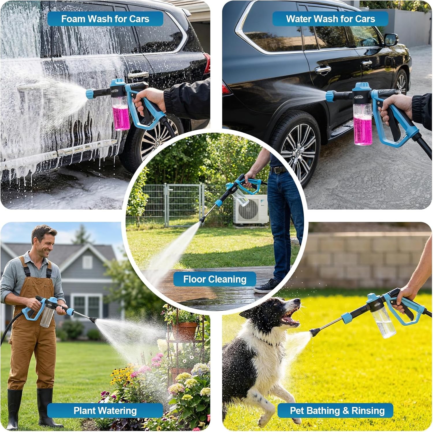 Car Wash Foam Gun for Garden Hose, Foam Cannon Car Wash Kit with Microfiber Wash