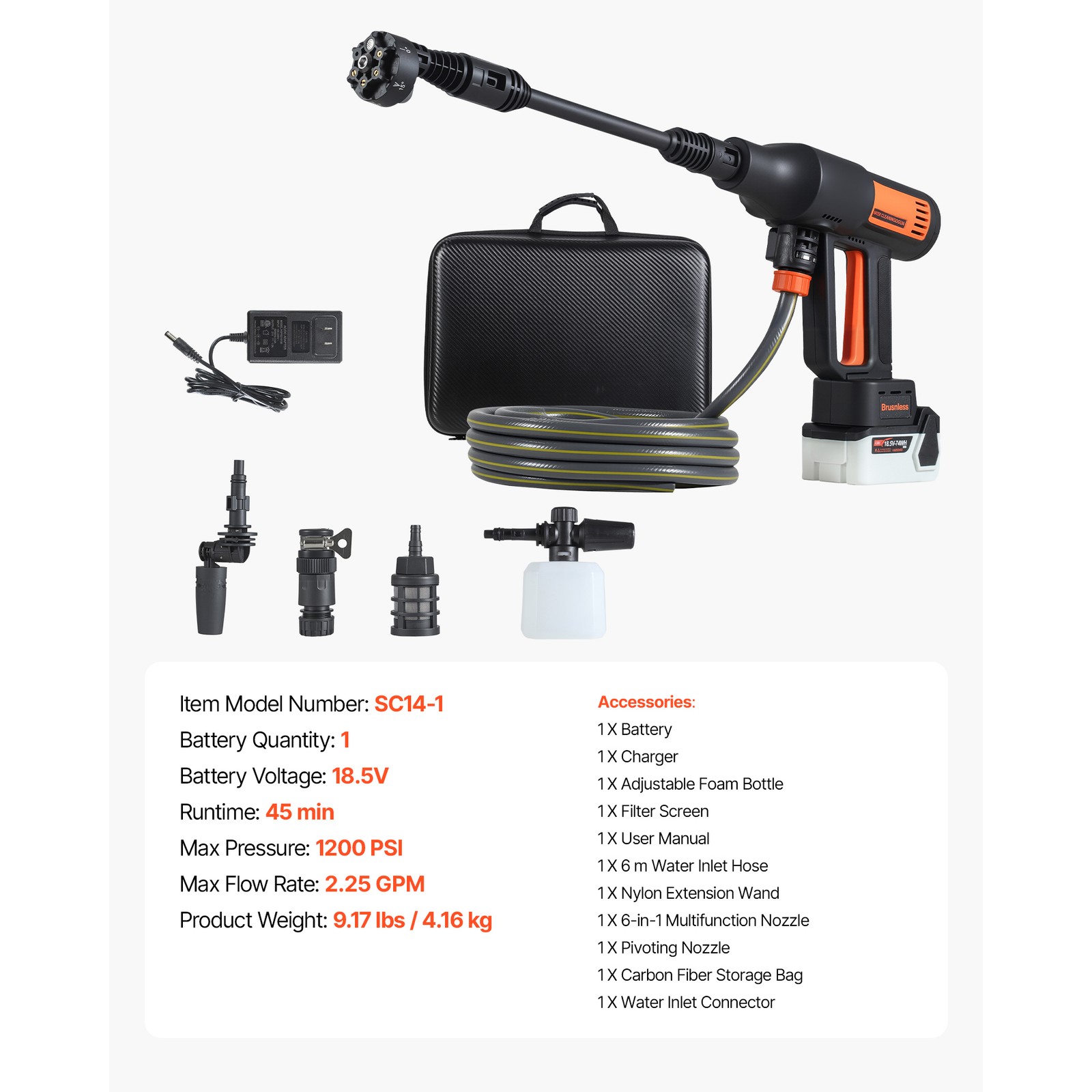 Uimoso Cordless Pressure Washer 1200PSI MAX with Brushless Motor for Household