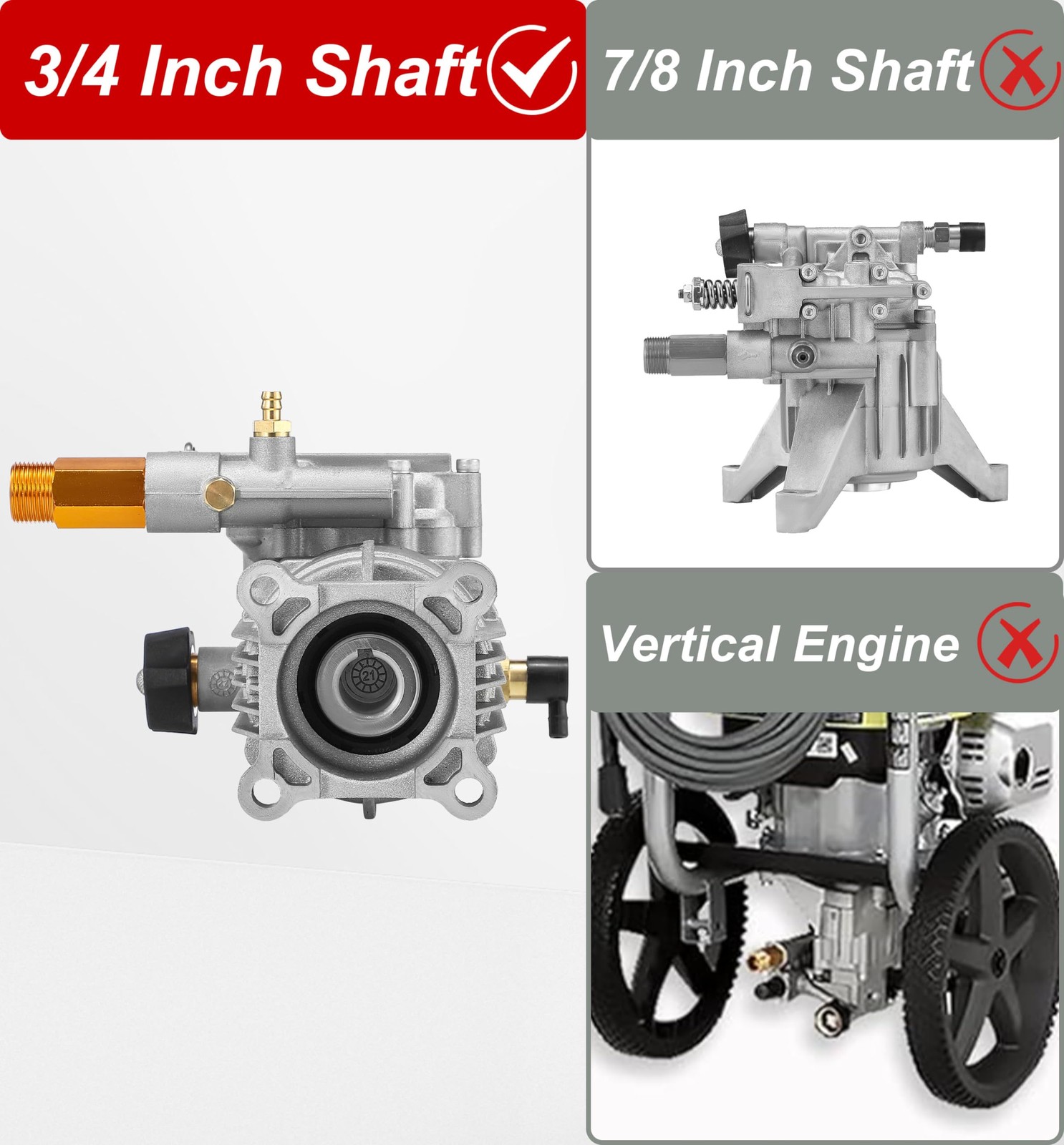 3/4″ Shaft Horizontal Pressure Washer Pump – 3000 PSI Power Washer Pump – Com…