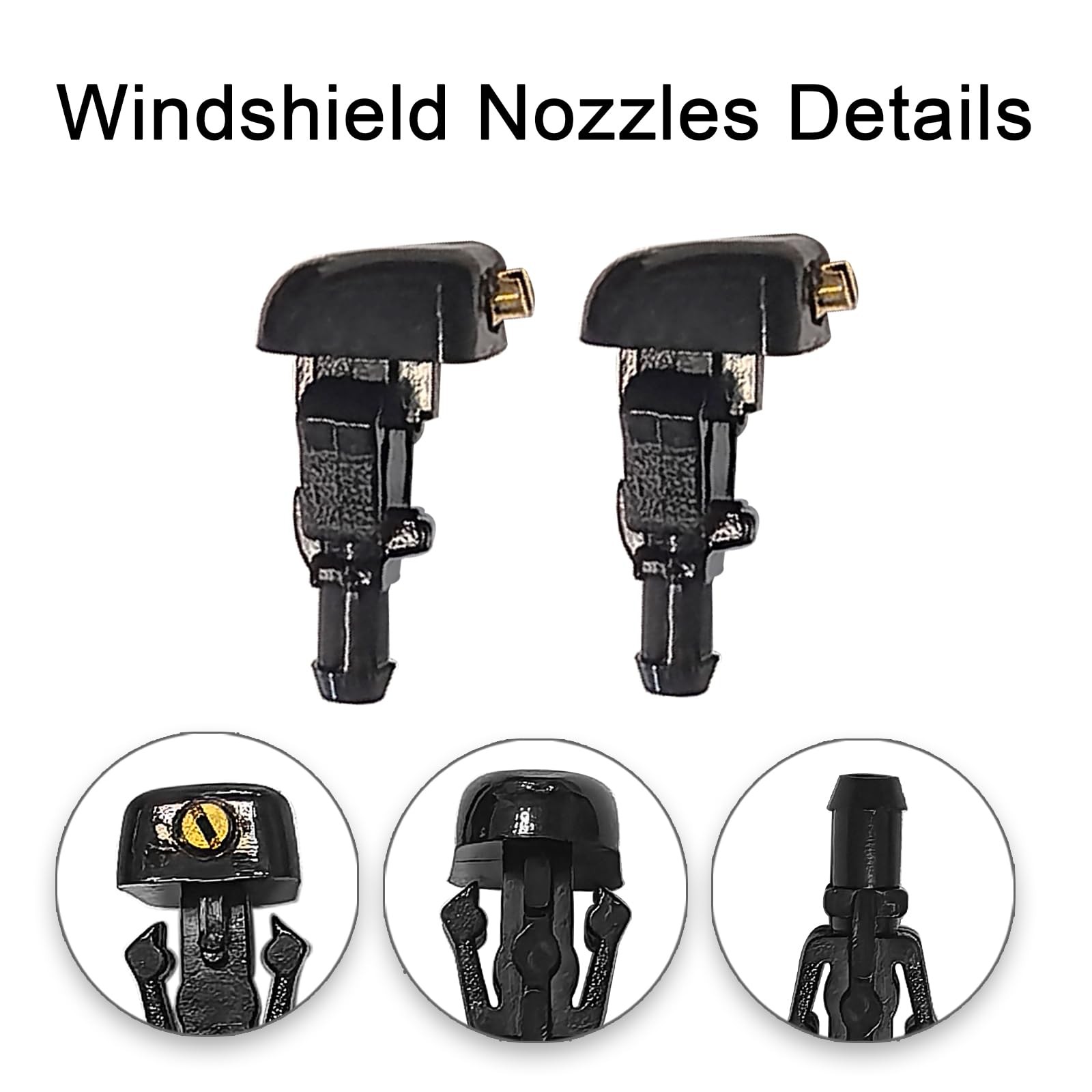 Front Windshield Washer Nozzles Kit for & Hose Kit, Black