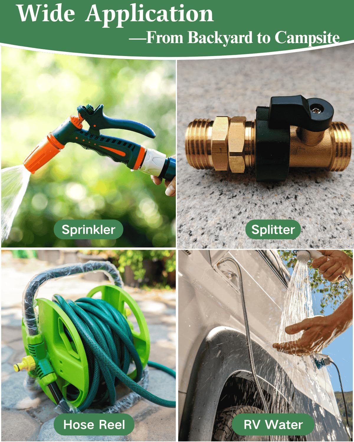 Garden Hose Swivel Adapter for Spray Nozzle with Leak-Proof Seal, 3/4” GHT Fe…