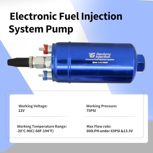 300LPH 044 External Inline Fuel Pump Kit – Anodized, 12V High Pressure Blue