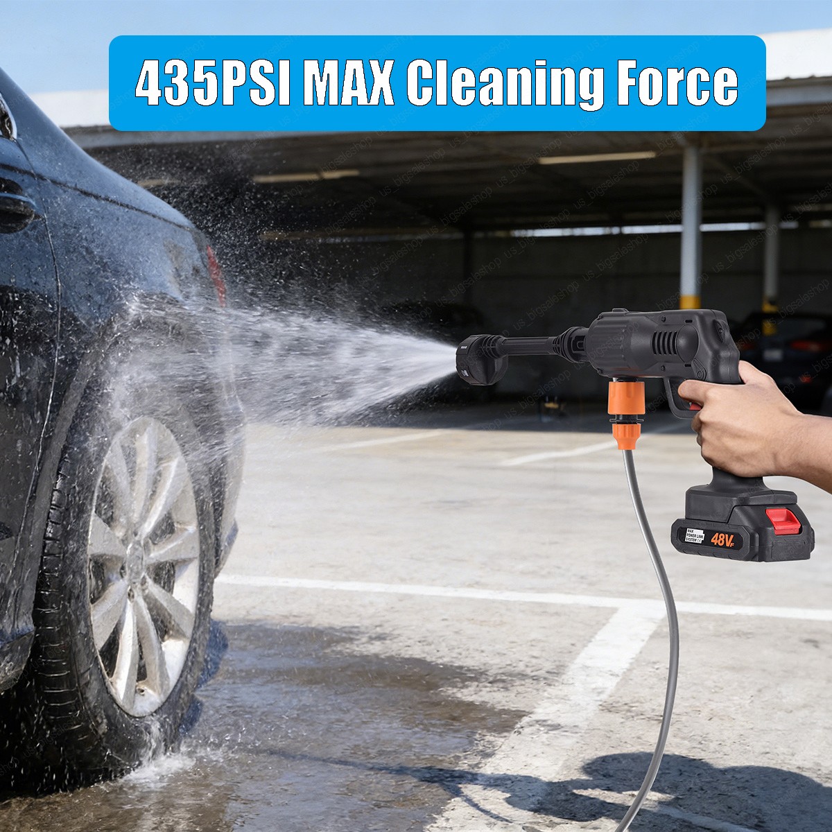 Cordless High Pressure Washer Spray Gun 435 PSI Portable Car Cleaner With Case