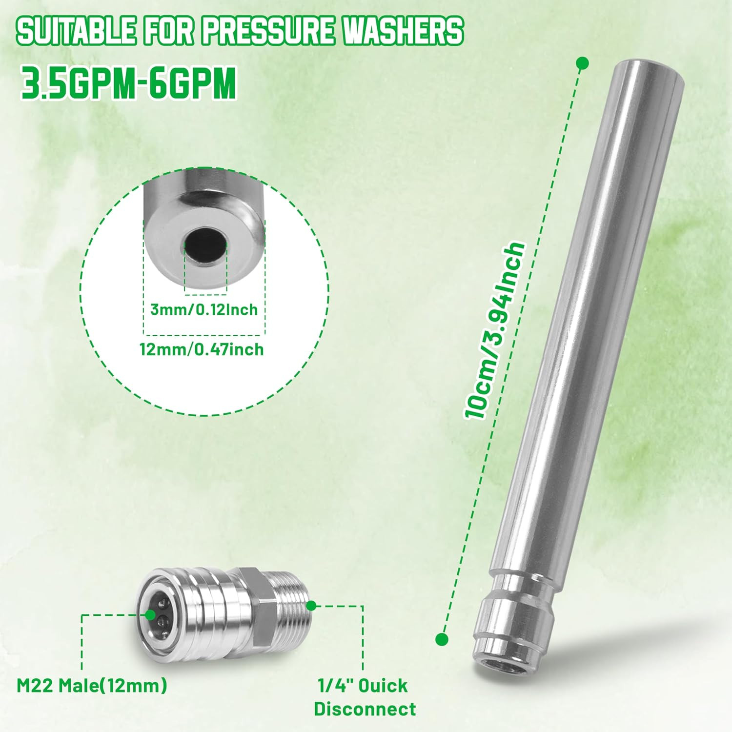 Pressure Washer Long Range Chemical Nozzle – 1/4” Quick Connect Shooter Tip, Co
