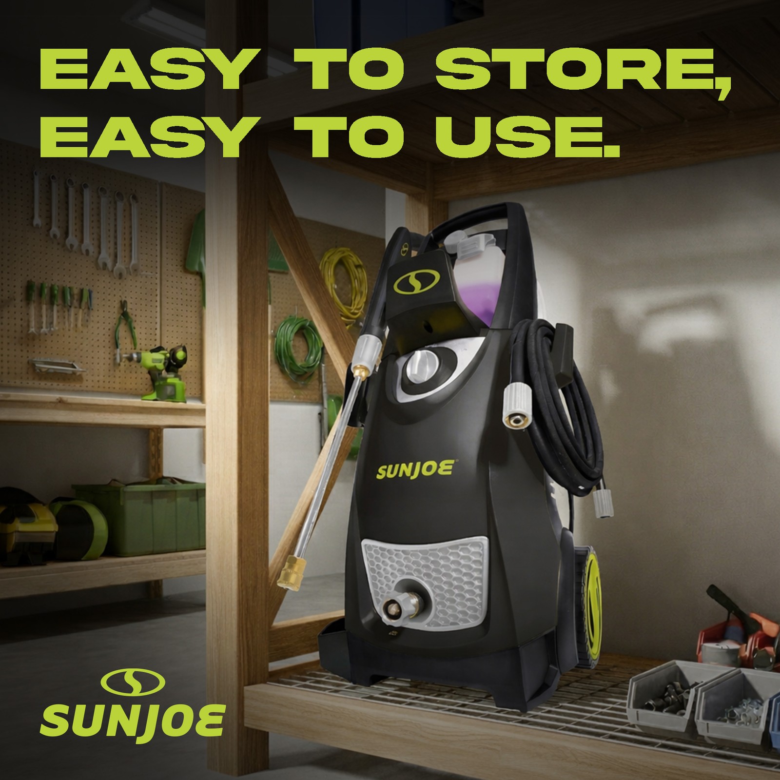 Sun Joe Electric Pressure Washer, Portable Power Washer with Wheels, SPX3000
