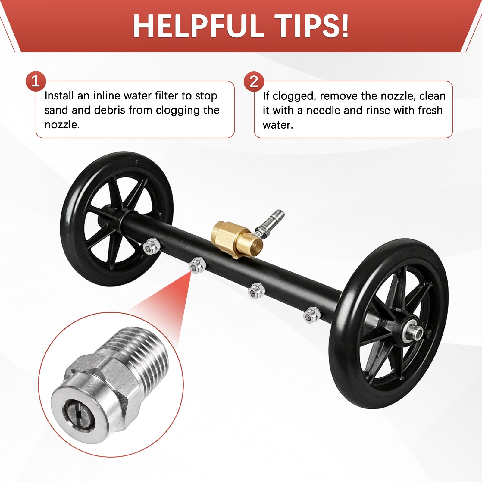 1/4″ NPT 40° Surface Cleaner Tip [2PCS] – Pressure Washer Nozzle [1.382MM Pore]