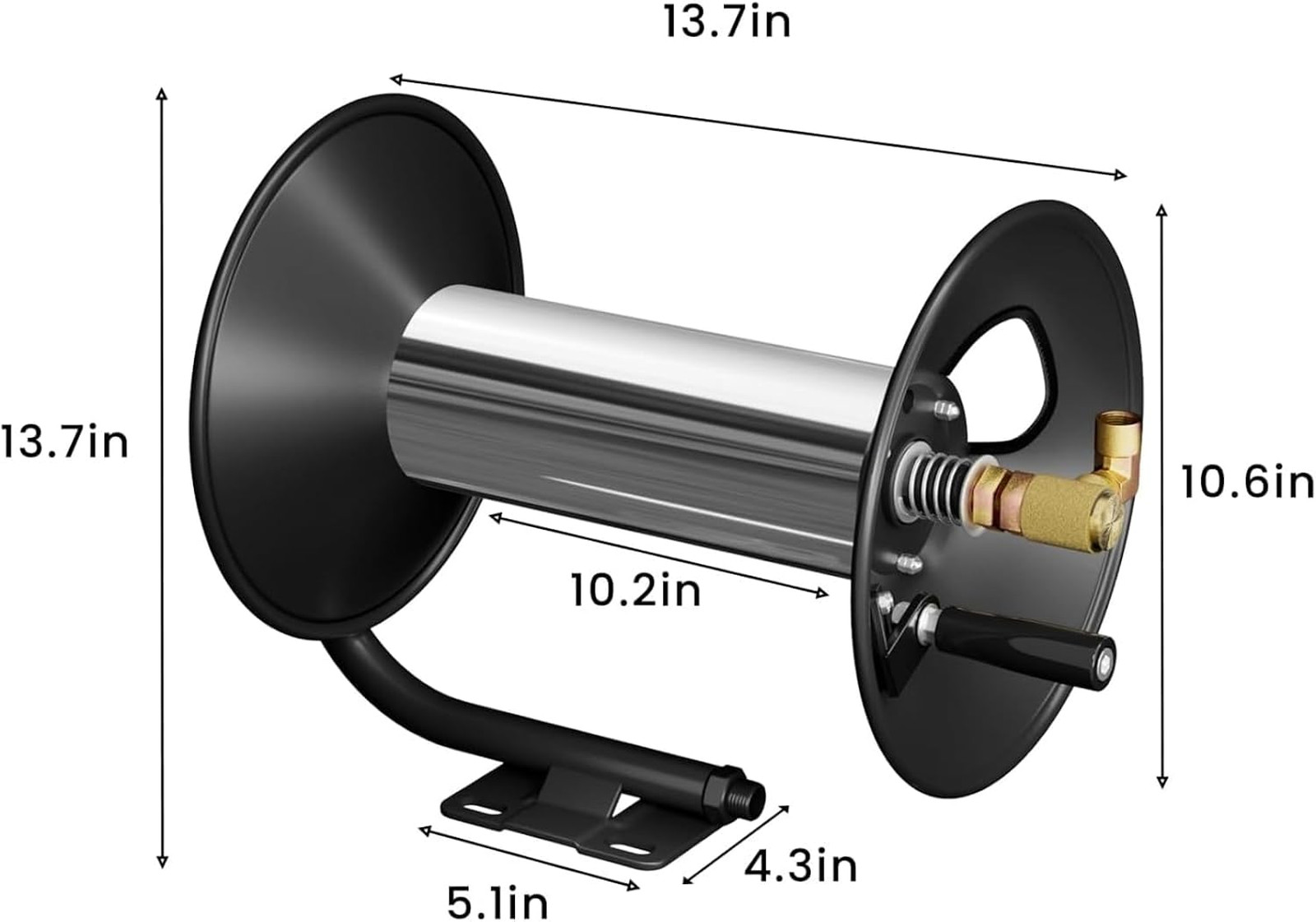 100FT Pressure Washer Hose Reel, High Pressure Hose Reel with Hand Crank, 3/8