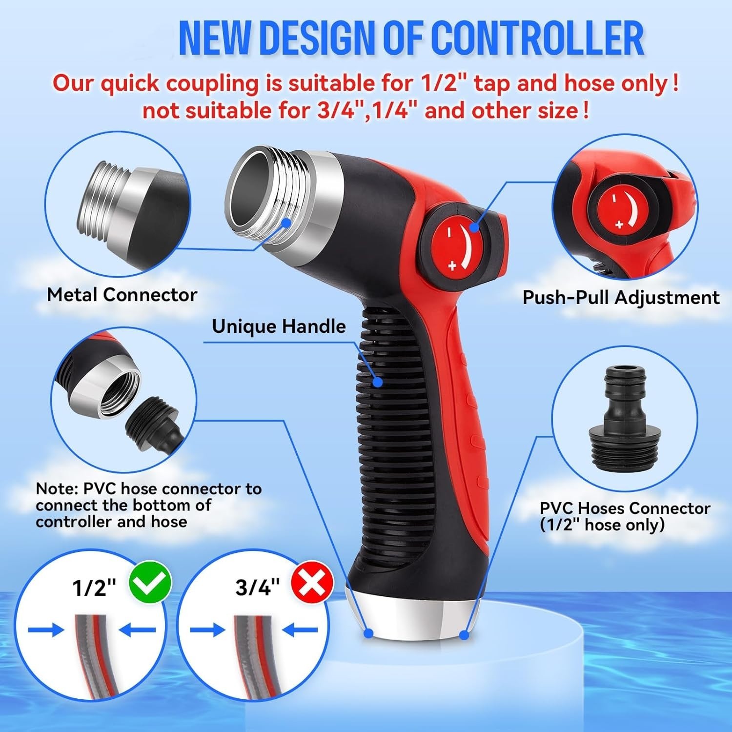 16 in 1 Car Wash Foam Gun Hose Sprayer with Quick Connect Garden Watering