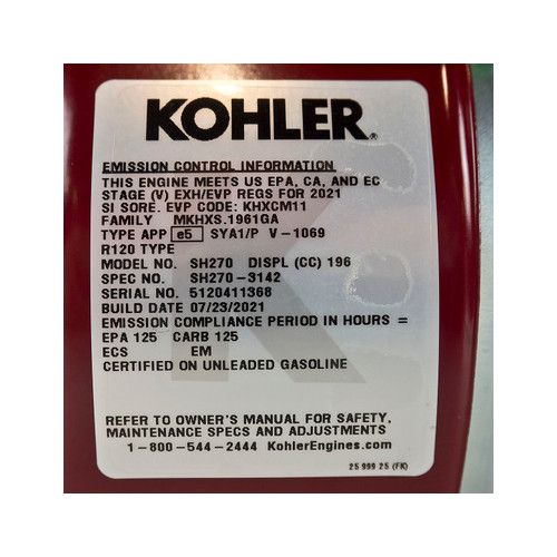 Kohler Engine 7hp SH Series Overhead Valve 3/4×2-7/16 Shaft PA-SH270-3142