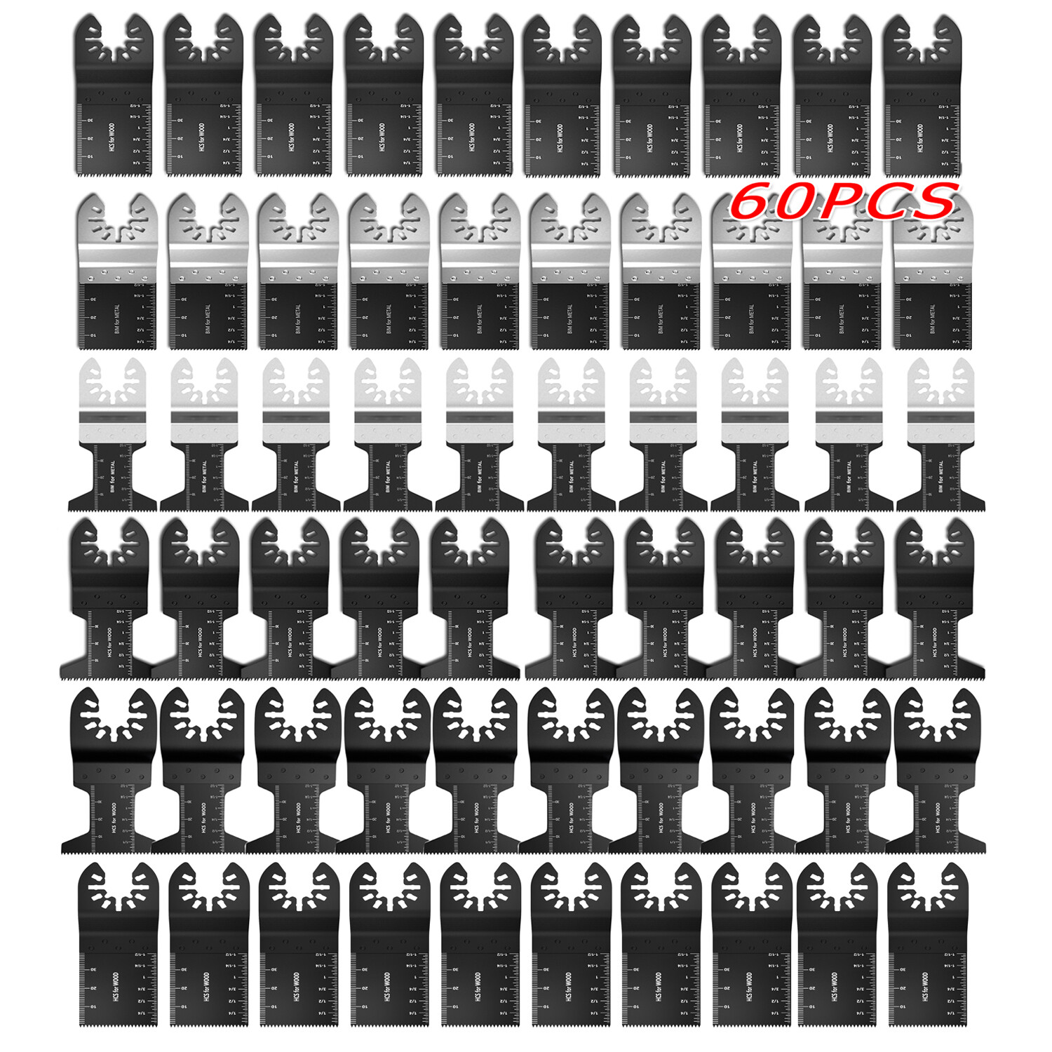 60PCS Metal Wood Universal Oscillating Multitool Quick Release Saw Blades Kit