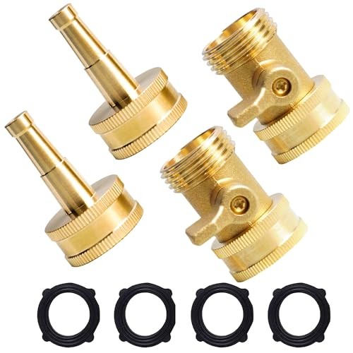 2 Set Heavy Duty Brass Hose Nozzle Pressure Jet with Shutoff Valve 3/4 GHT Car