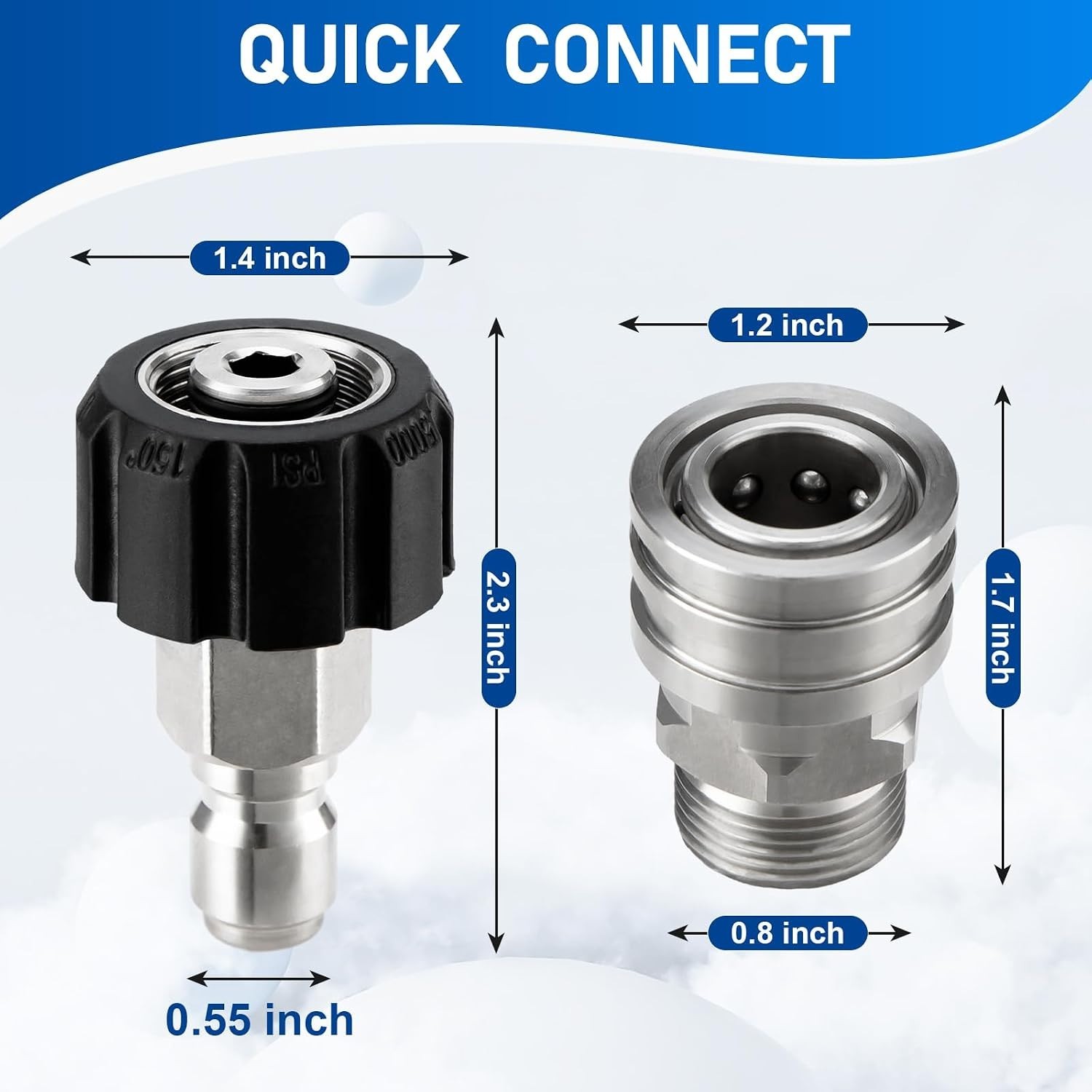 Pressure Washer Adapter Set, Stainless Steel Pressure Washer Quick Connect Ki…