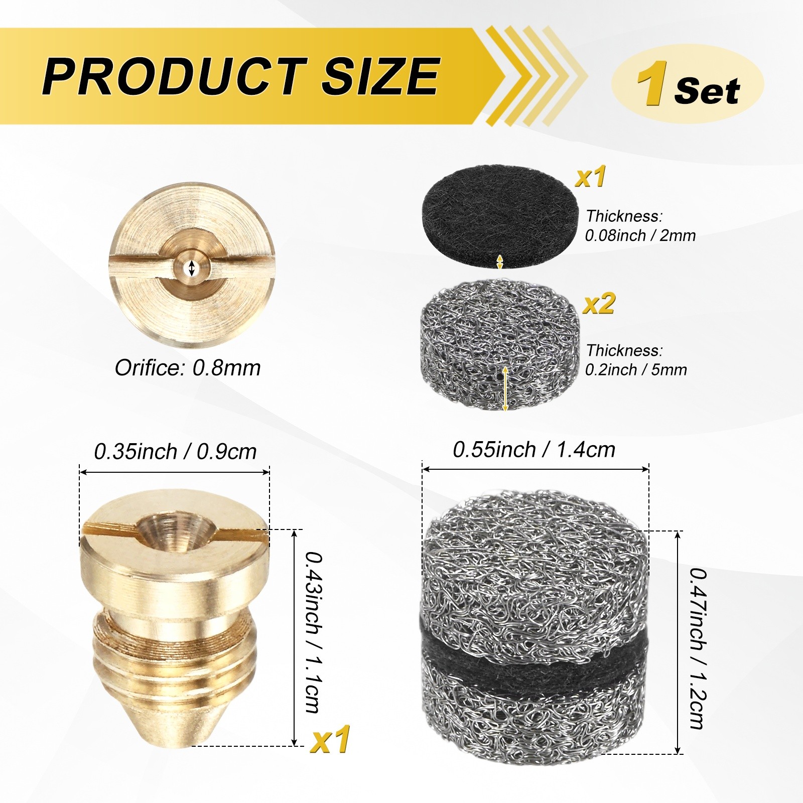 1-Set 0.8mm Copper Orifice Foam Cannon Nozzle and Three Layer Foam Maker Meshes