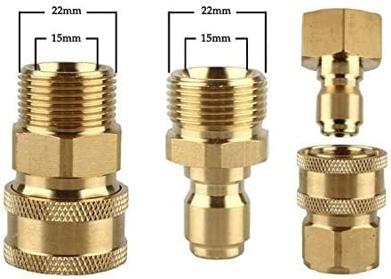 Pressure Washer Adapter Set,M22-15mm Male Thread Fitting, 3/8″ Quick Connect kit