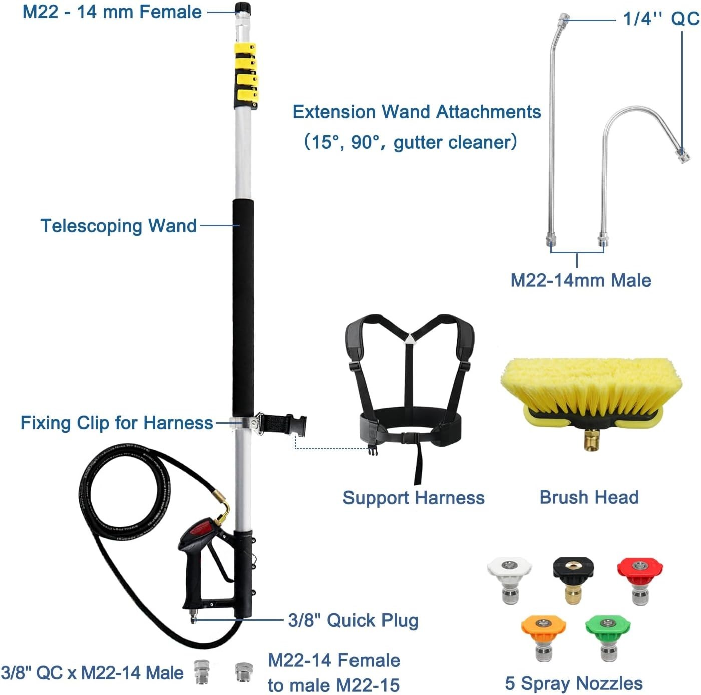 janz Aluminum 24 FT Telescoping Pressure Washer Wand with Pressure Washer Extens