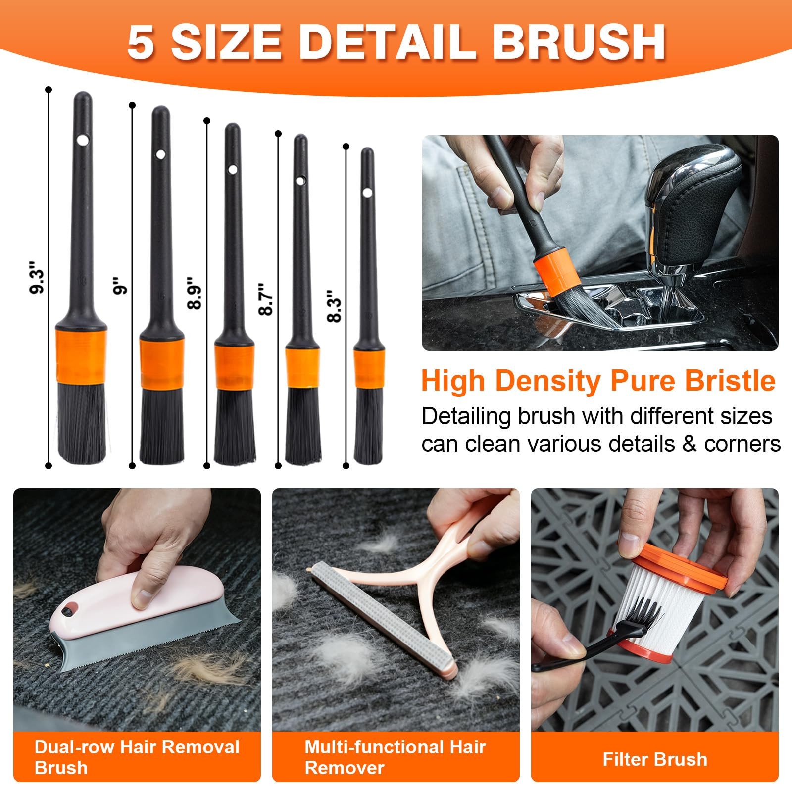 Car Cleaning Kit 19Pcs, Interior Detailing 19PCS with Corded Vacuum