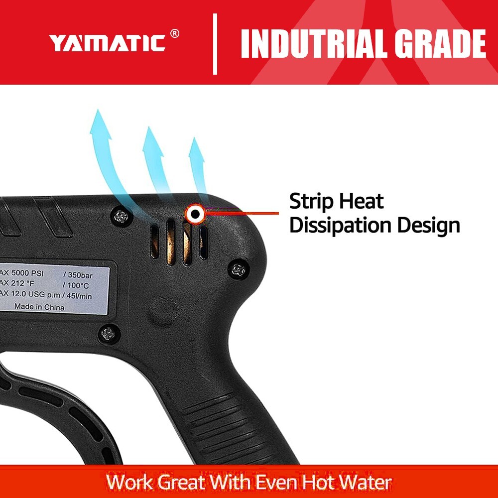 YAMATIC 5000 PSI Pressure Washer Gun 3/8″ M22-14mm Inlet 12 GPM with Swivel