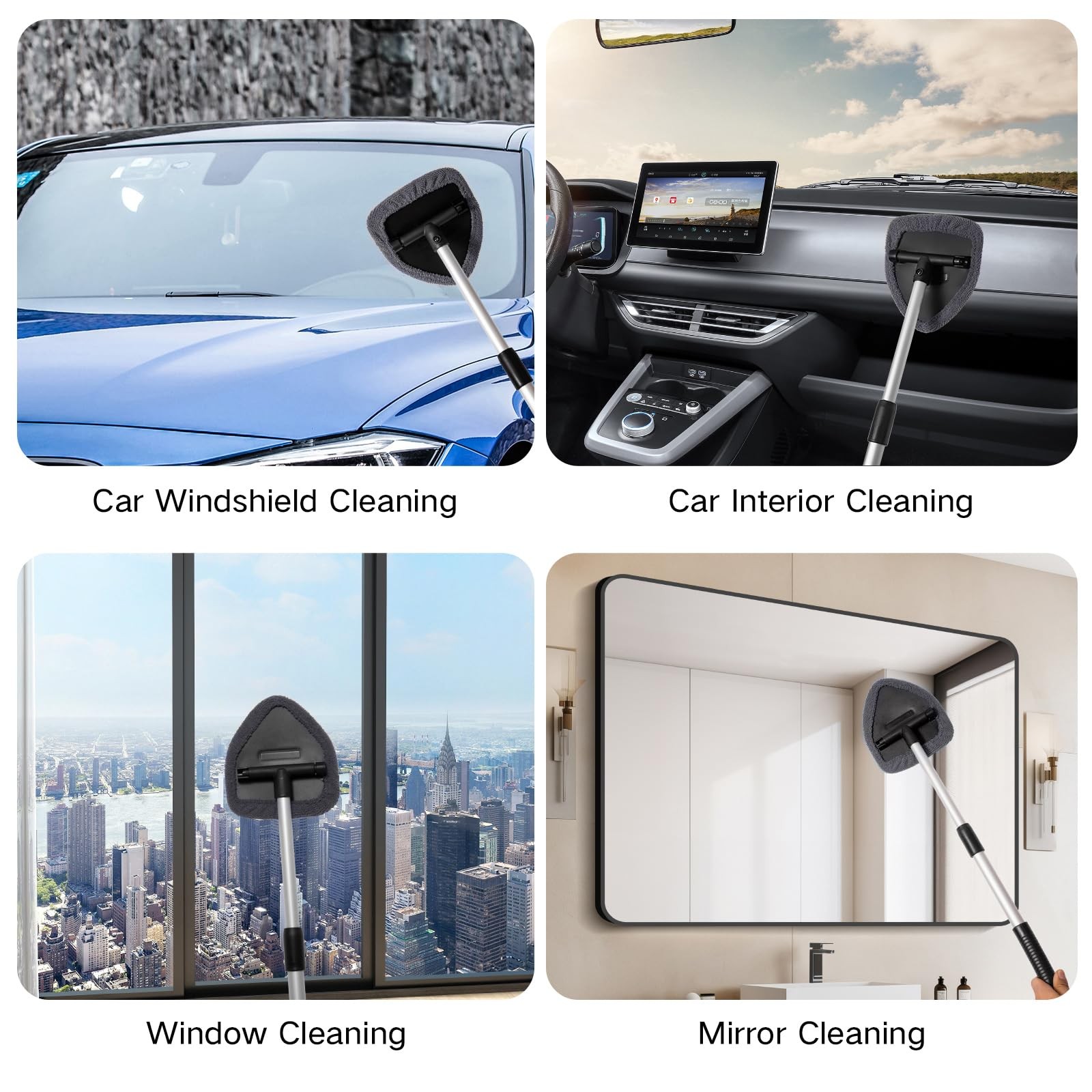 Qydipclin 10pcs Windshield Cleaning Tool Inside Car Window Cleaner Wash Gray