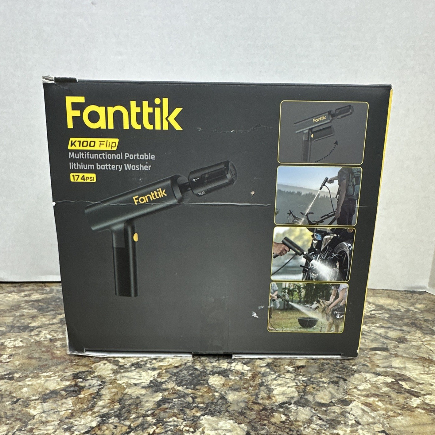 Fanttik K100 Flip Cordless Battery Pressure Washer 174 PSI 7.4V 100W Kit
