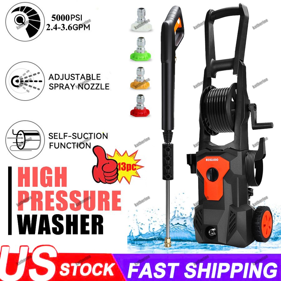 5000 PSI Electric Pressure Washer High Pressure Washer Portable Powered Washer