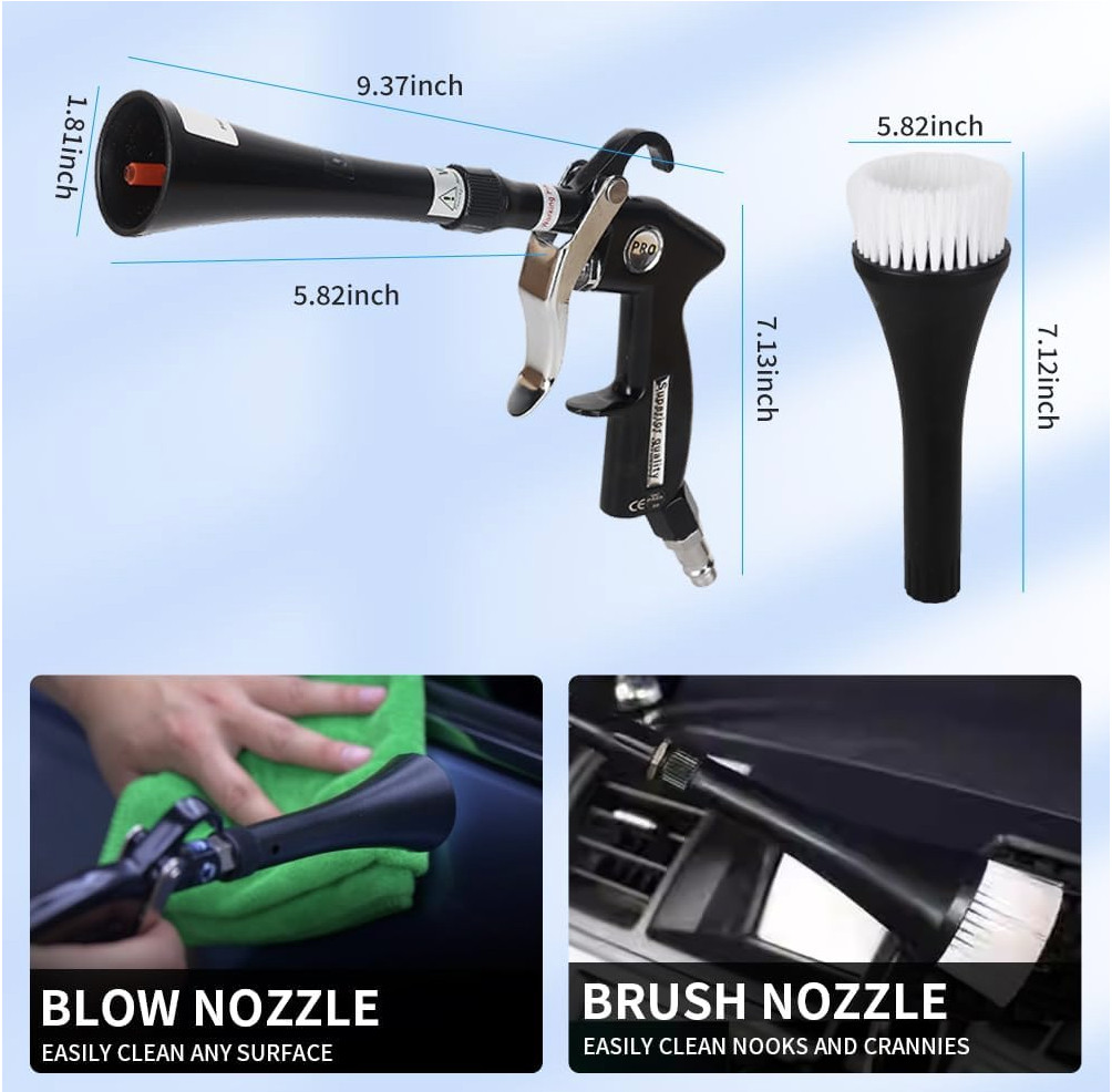 Car Cleaning Gun Detailing Interior Dryer Air Blow Gun, High Pressure Blower Gun