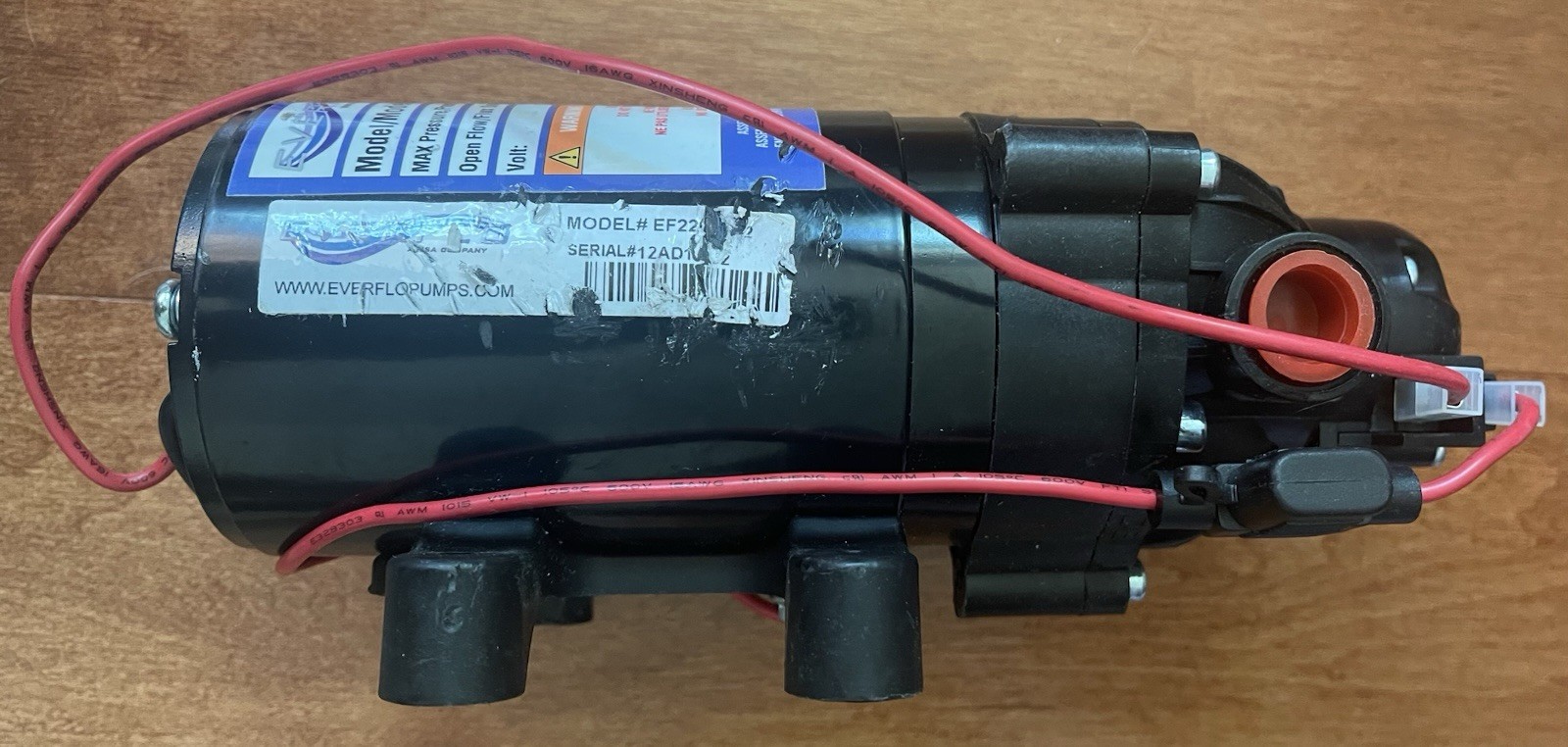 Everflo EF2200 2.2 GPM 70 PSI 12V DC Quick Attach Diaphragm Pump
