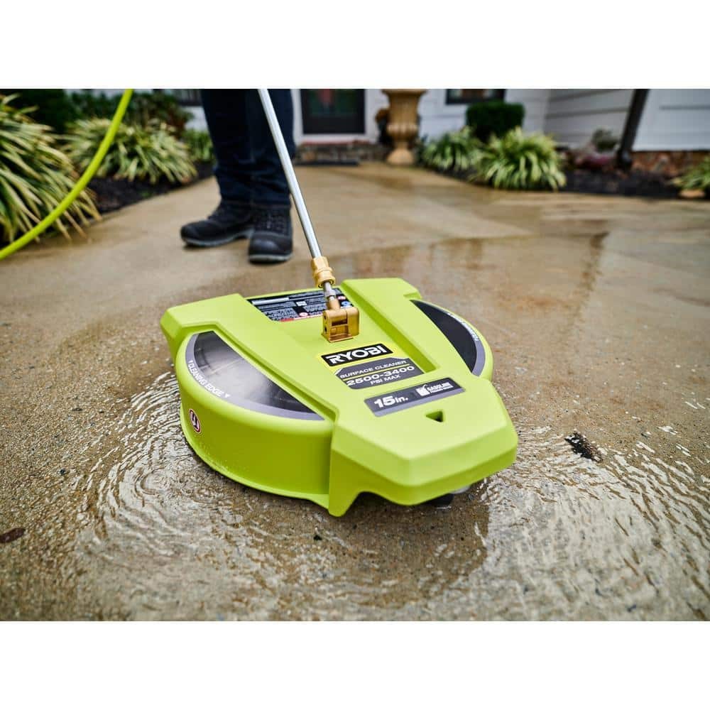 RYOBI 15 in. 3400 PSI Gas Pressure Washer Surface Cleaner with Caster Wheels